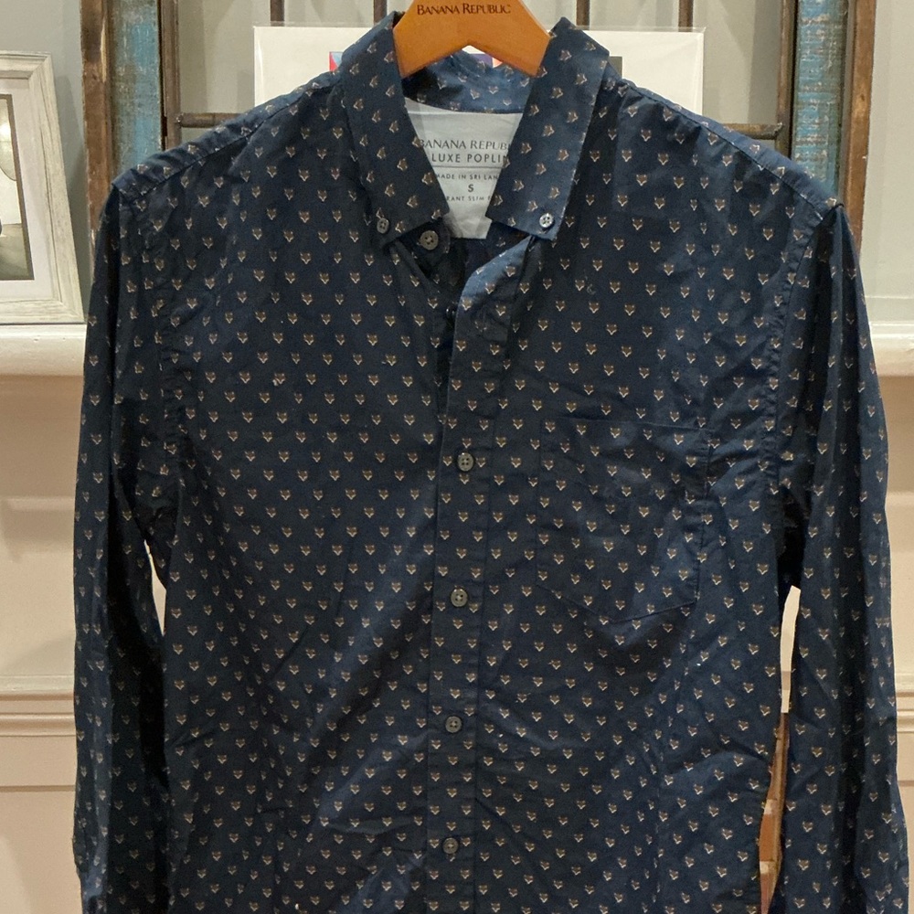 Men's Navy Patterned Shirt